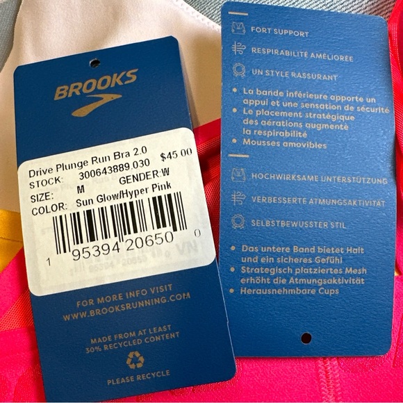 Brooks Sports Bra Size Medium Drive Plunge Run Bra 2.0 (no tag) - Picture 3 of 4